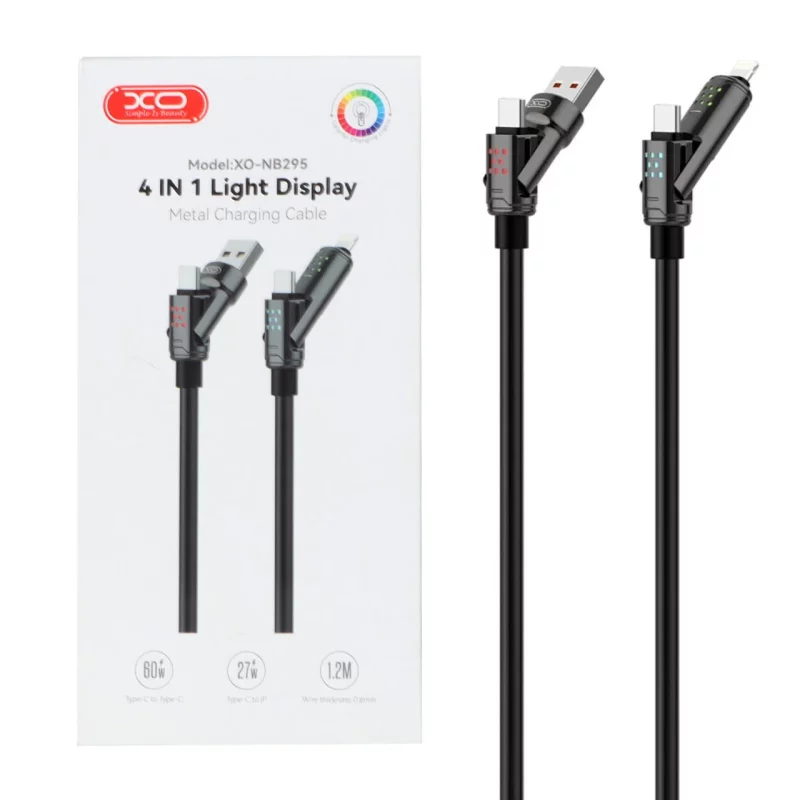 کابل شارژ فست چندکاره XO مدل XO-NB295 - مشکی - تصویر 2