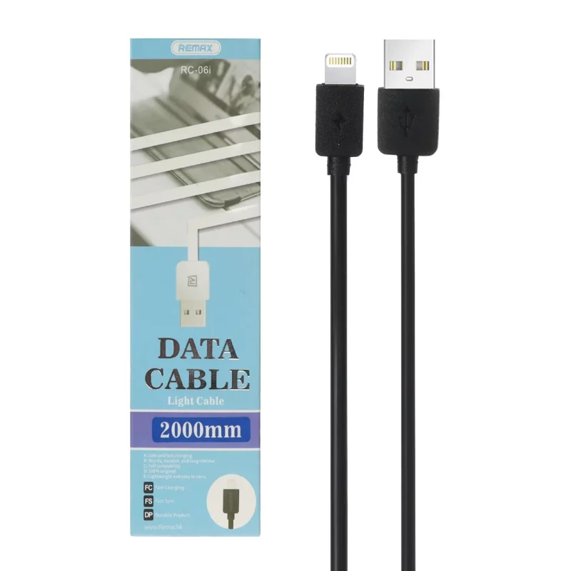کابل شارژ فست 2 متری آیفون Remax مدل RC-06i - مشکی - تصویر 2