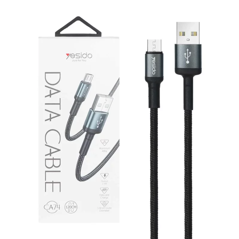 کابل شارژ و دیتا 1.2 متری فست اندروید Yesido مدل CA74 - مشکی (گارانتی 18 ماه تعویض نیکان همراه) - تصویر 2