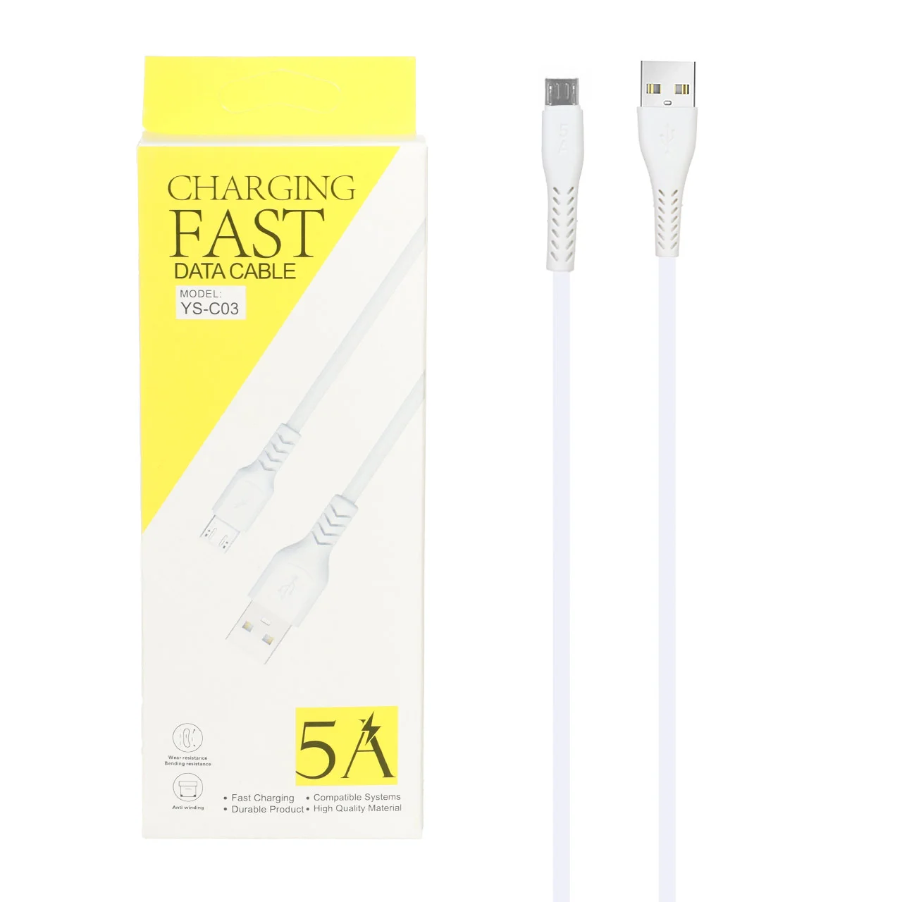 1587-1624216-1 کابل شارژ فست اندروید مدل YS-C03 - سفید BSA - تصویر 1
