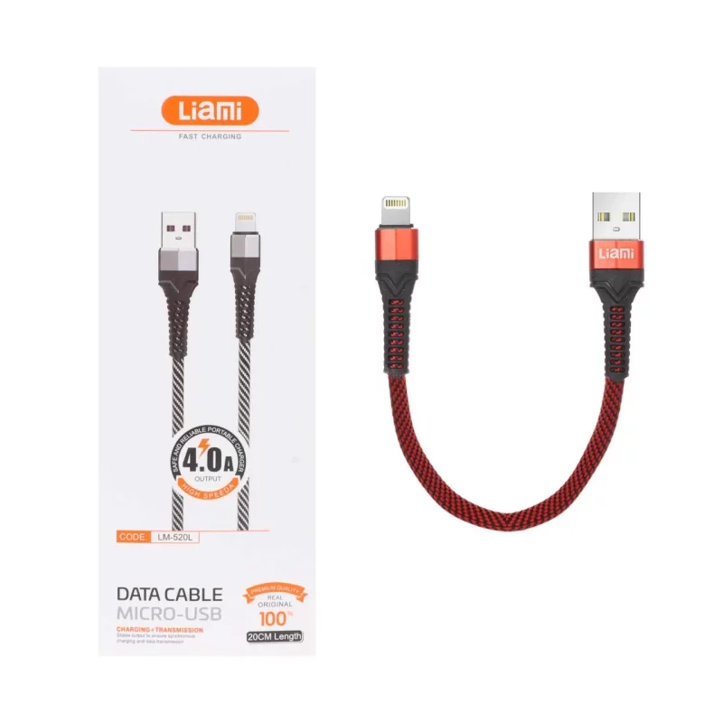 کابل شارژ فست پاوربانک آیفون Liami مدل LM-520L - قرمز (گارانتی شش ماهه شرکتی) - تصویر 2