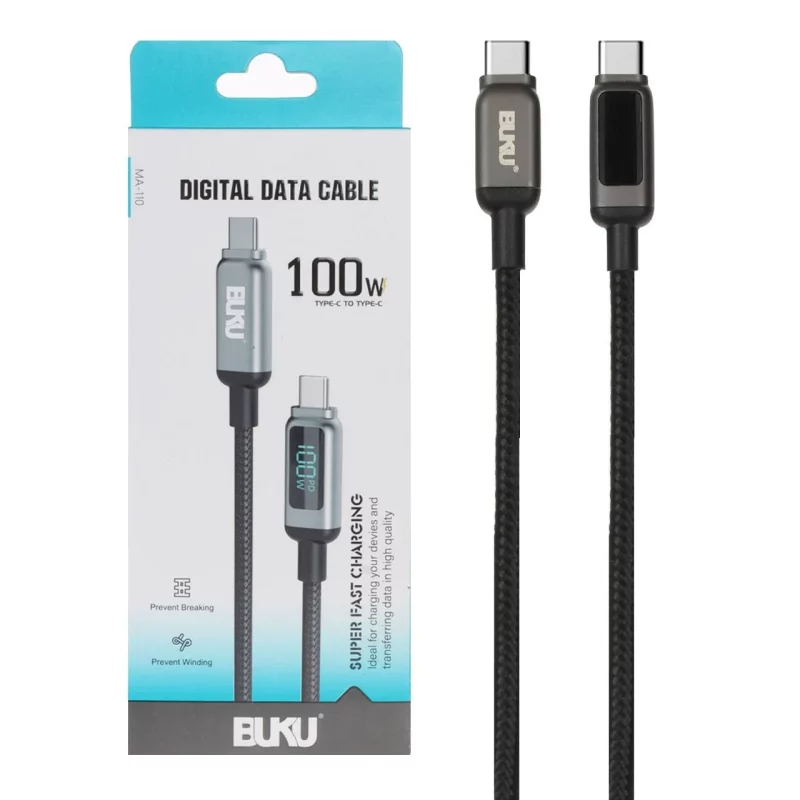 کابل شارژ فست BUKU Type-C To Type-C مدل MA-110 100W - سفید - MMS - تصویر 2