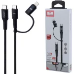 کابل شارژ 2 کاره PD و فست Earldom Type-C to Type-C & Lightning مدل EC-icc019 - مشکی