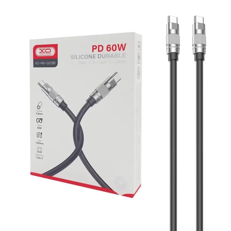 کابل شارژ PD و فست XO Type-C To Type-C مدل XO-NB-Q228B 60W - مشکی - تصویر 2