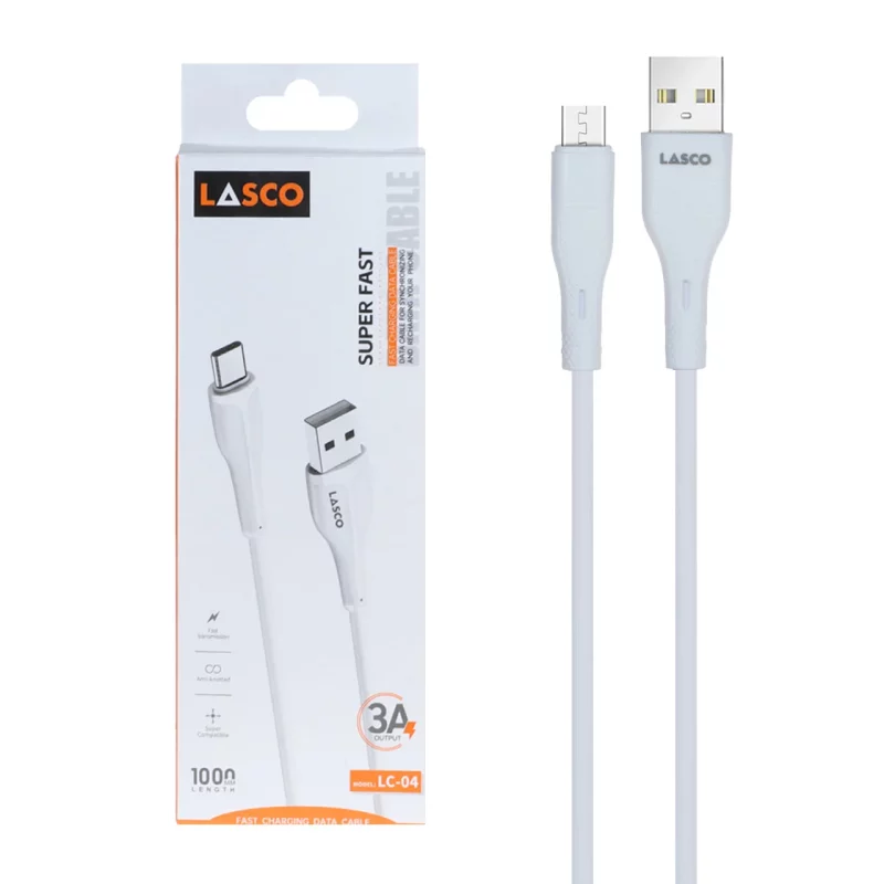 کابل شارژ فست اندروید Lasco مدل LC-04 - سفید - DST(گارانتی شش ماهه) - تصویر 2