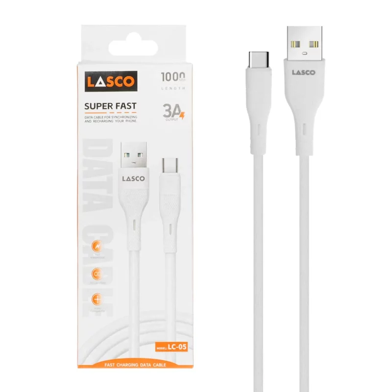 کابل شارژ فست Lasco Type-C مدل LC-05 - سفید - DST (گارانتی شش ماهه) - تصویر 2