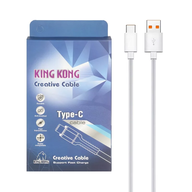 پک 5 عددی کابل شارژ King Kong Type-C - سفید - BSA - تصویر 2