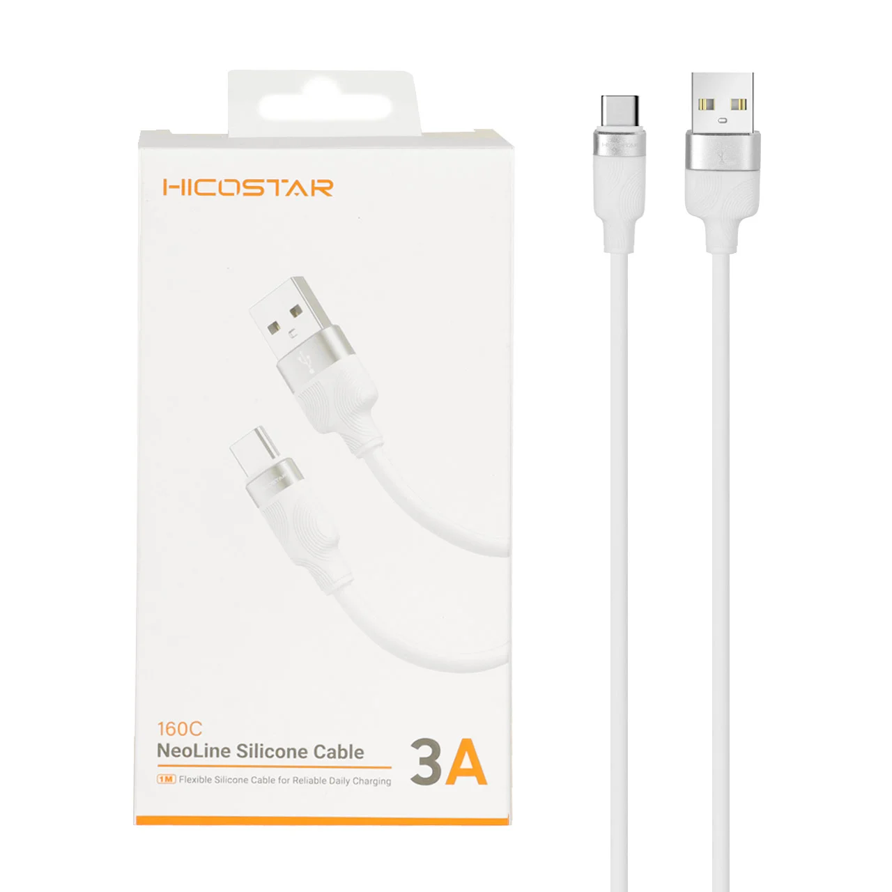1587-1689846-1 کابل شارژ فست Hicostar Type-C مدل 160C - سفید - تصویر 1