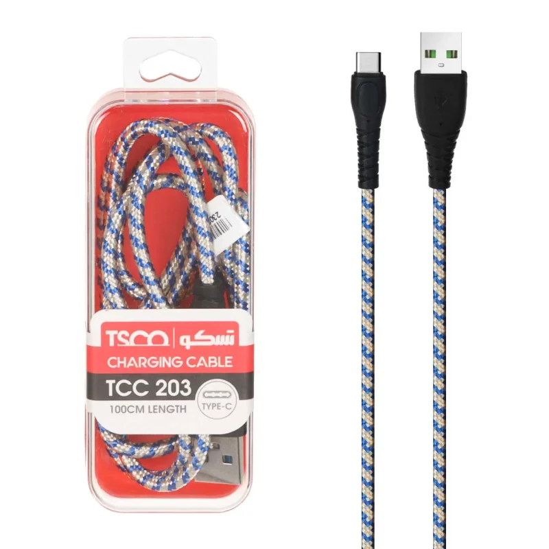 کابل شارژ ودیتا فست کنفی TSCO Type-C مدل TCC 203 - آبی کرم(گارانتی 12 ماهه TSCO) - تصویر 2