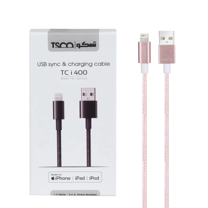کابل شارژ فست و دیتا 1.5 متری آیفون TSCO مدل TCi 400 - صورتی ( دارای گواهینامه MFI ) - تصویر 2