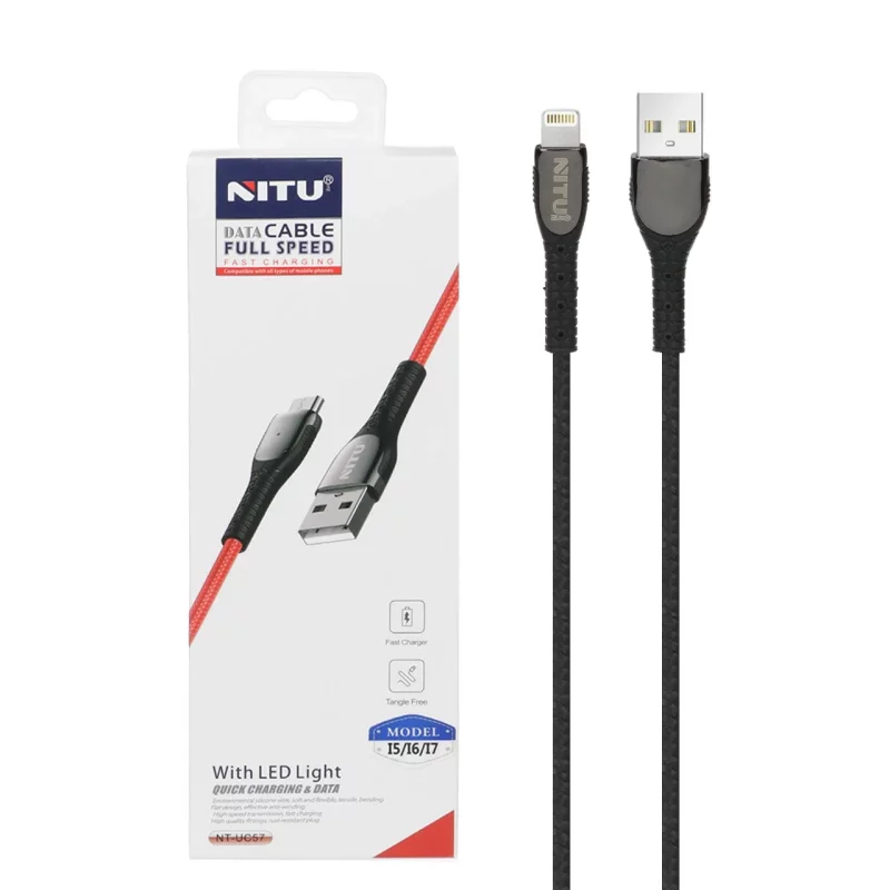 کابل شارژ فست آیفون NITU مدل UC57 - مشکی (گارانتی 18 ماه تعویض نیکان همراه) - تصویر 2