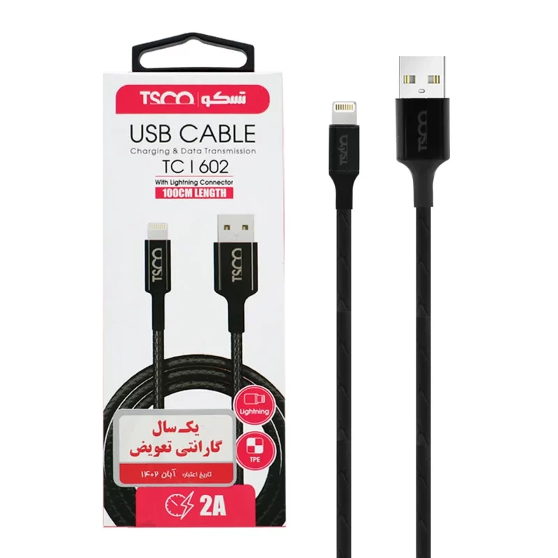 کابل شارژ و دیتا فست آیفون TSCO مدل Tci 602 - مشکی(گارانتی 12 ماهه TSCO) - تصویر 2
