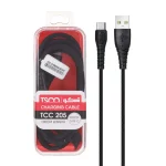کابل شارژ و دیتا فست نخی TSCO Type-C مدل TCC 205 - مشکی(گارانتی 12 ماهه TSCO)
