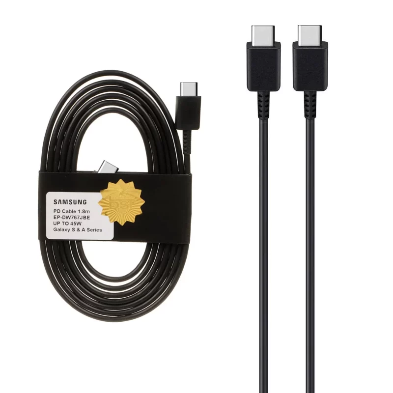 کابل شارژ 1.8 متری PD و فست SAMSUNG Type-C to Type-C 45W - مشکی - DST (گارانتی شش ماهه) - درجه یک - تصویر 2