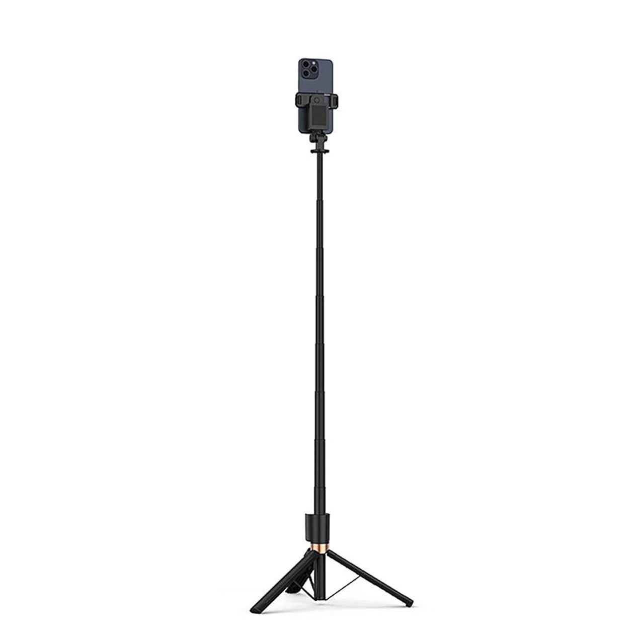 1591-1513074-1 سه پایه و مونوپاد گوشی موبایل دارای صفحه نمایشگرLCD و دوعدد لامپLED و ریموت کنترل XO مدل SS23 - تصویر 1