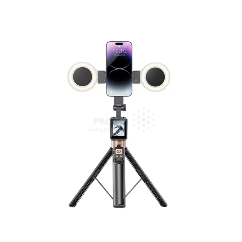 سه پایه و مونوپاد گوشی موبایل دارای صفحه نمایشگرLCD و دوعدد لامپLED و ریموت کنترل XO مدل SS23 - تصویر 3