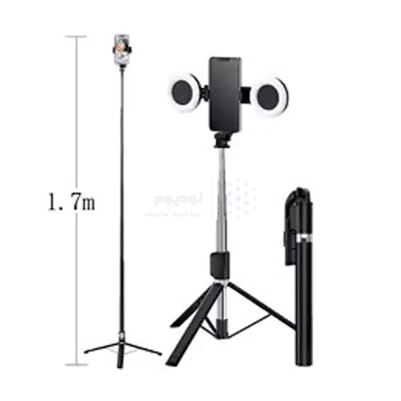سه پایه و مونوپاد گوشی موبایل دارای صفحه نمایشگرLCD و دوعدد لامپLED و ریموت کنترل XO مدل SS23 - تصویر 4