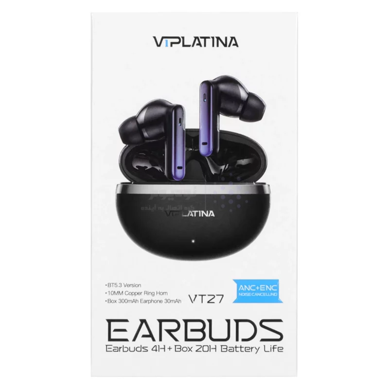 ایرفون بی سیم VIPLATINA باقابلیت ENC/ANC مدل VT27 - مشکی (گارانتی 18 ماه تعویض نیکان همراه) - تصویر 9