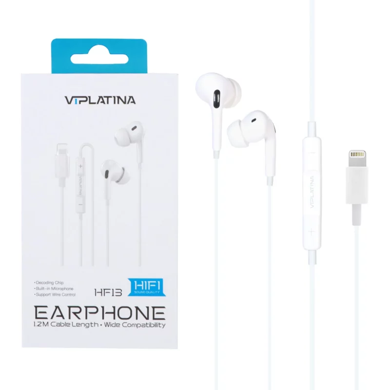 هندزفری باسیم با پورت آیفون VIPLATINA مدل HF13 - سفید - تصویر 2