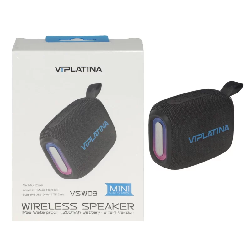 اسپیکر بی سیم VIPLATINA مدل VSW08 - مشکی (گارانتی 18 ماه تعویض نیکان همراه) - تصویر 2