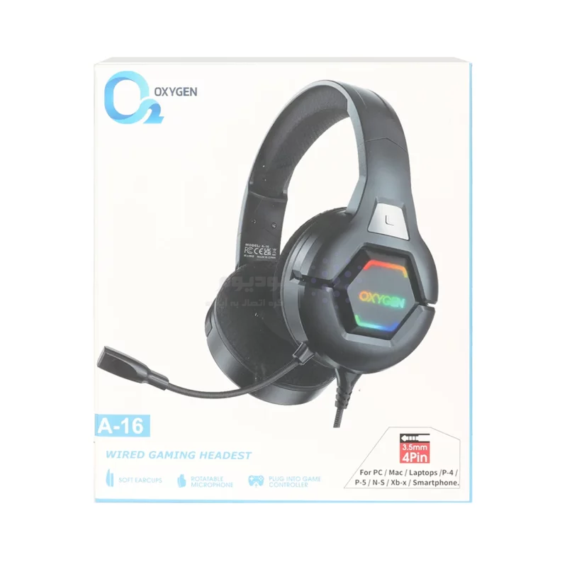 هدفون با سیم Oxygen مدل A-16 - مشکی - تصویر 6