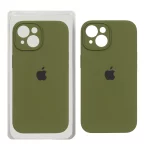 قاب سیلیکونی پاک کنی محافظ لنزدار اورجینال Apple iPhone 15 - سبز زیتونی (پک اصلی)