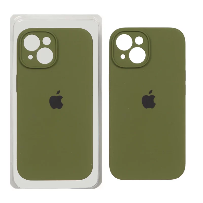 قاب سیلیکونی پاک کنی محافظ لنزدار اورجینال Apple iPhone 15 - سبز زیتونی (پک اصلی) - تصویر 2