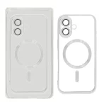 قاب اورجینال الکترواستاتیک Magsafe لنز گلس دار Apple iPhone 16 - نقره ای (پک دار)