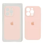 قاب سیلیکونی پاک کنی محافظ لنزدار اورجینال Apple iPhone 16 Pro - صورتی روشن (پک اصلی)