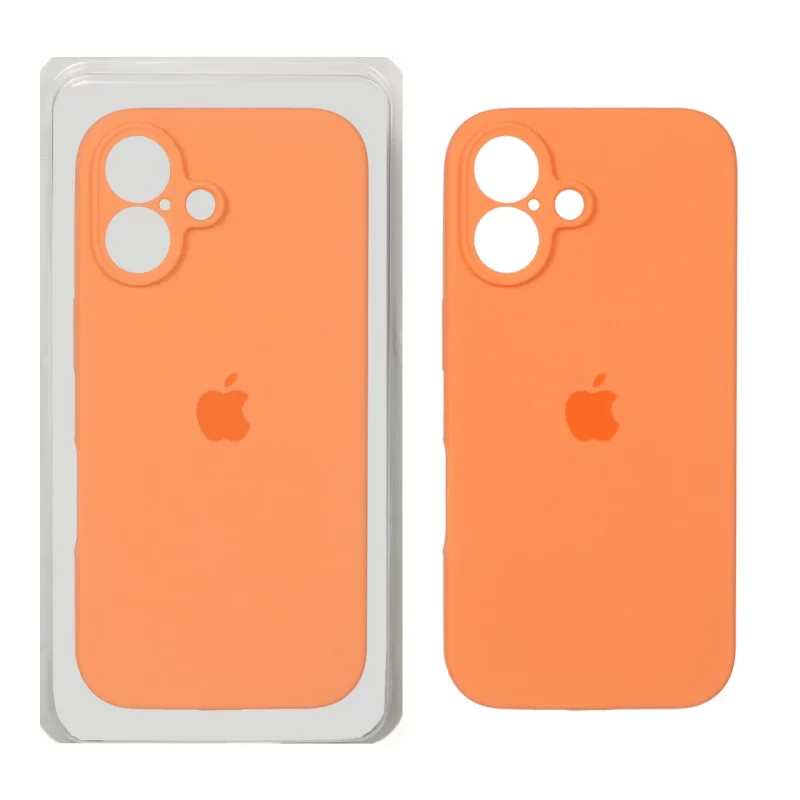قاب سیلیکونی پاک کنی محافظ لنزدار اورجینال Apple iPhone 16 - نارنجی روشن (پک اصلی) - تصویر 2