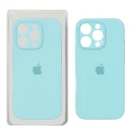 قاب سیلیکونی پاک کنی محافظ لنزدار اورجینال Apple iPhone 16 Pro - سبزآبی (پک اصلی)