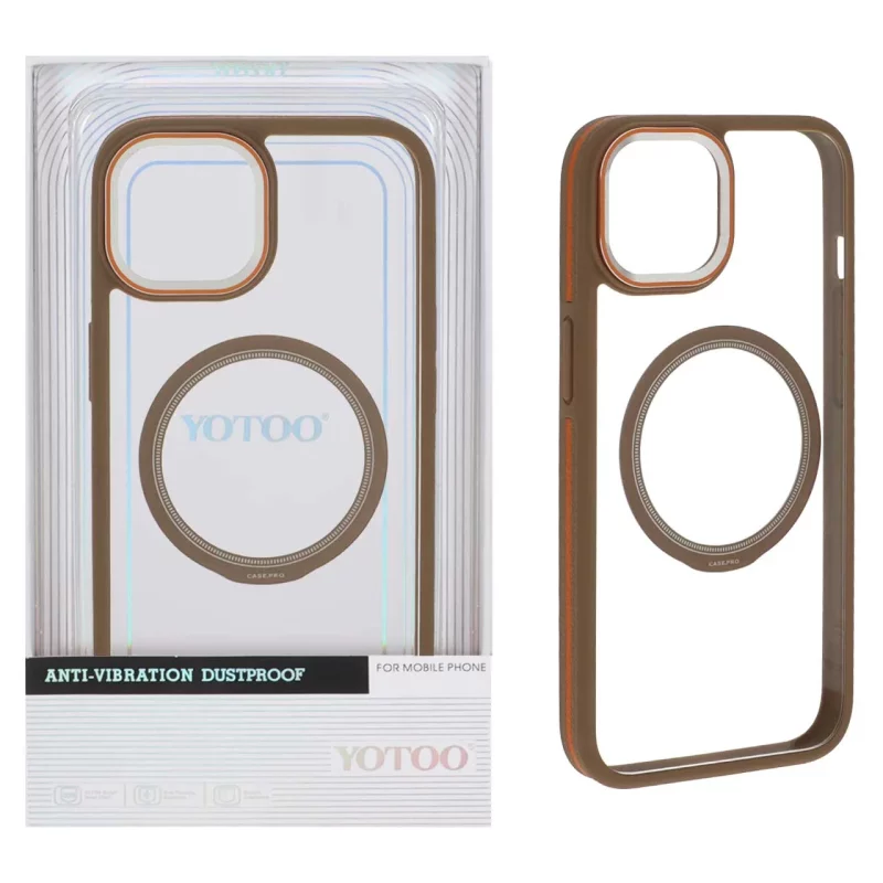 قاب اورجینال Yotoo شفاف MagSafe لنز فلزی Apple iPhone 13 / iPhone 14 - صحرایی (پک دار) - NTC - تصویر 2