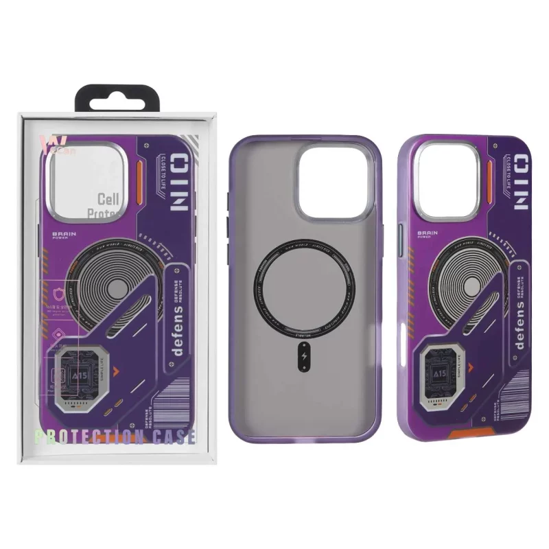 قاب Wecan طرح الکترونیک Defens مدل Apple iPhone 16 Pro Max - بنفش (پک دار) - تصویر 2