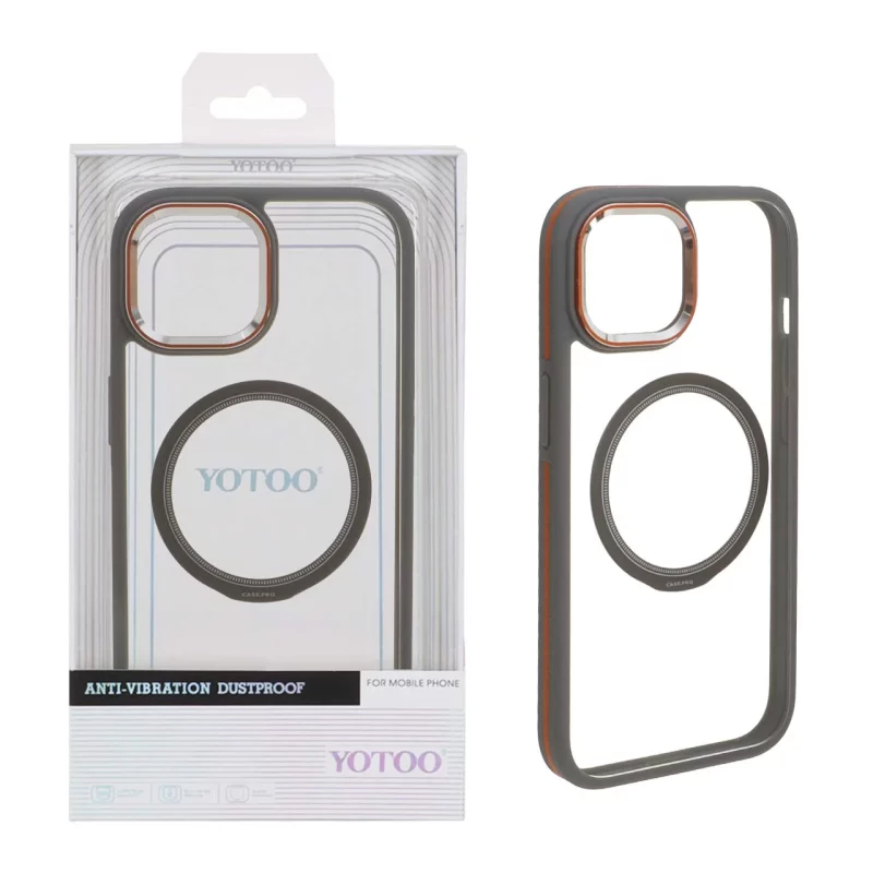 قاب اورجینال Yotoo شفاف MagSafe لنز فلزی Apple iPhone 15 / iPhone 14 / iPhone 13 - خاکستری (پک دار) - NTC - تصویر 2