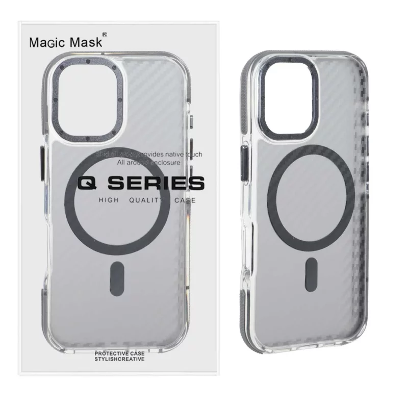 قاب اورجینال Q Series پشت کربن MagSafe مدل Apple iPhone 17 - خاکستری (پک دار) - تصویر 2