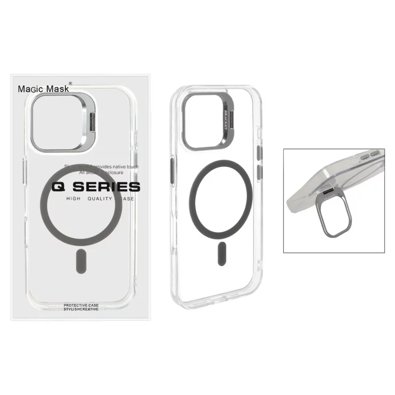 قاب اورجینال Q Series Bracket کریستالی Magsafe لنز استندشو Apple iPhone 16 - خاکستری (پک دار) - تصویر 2