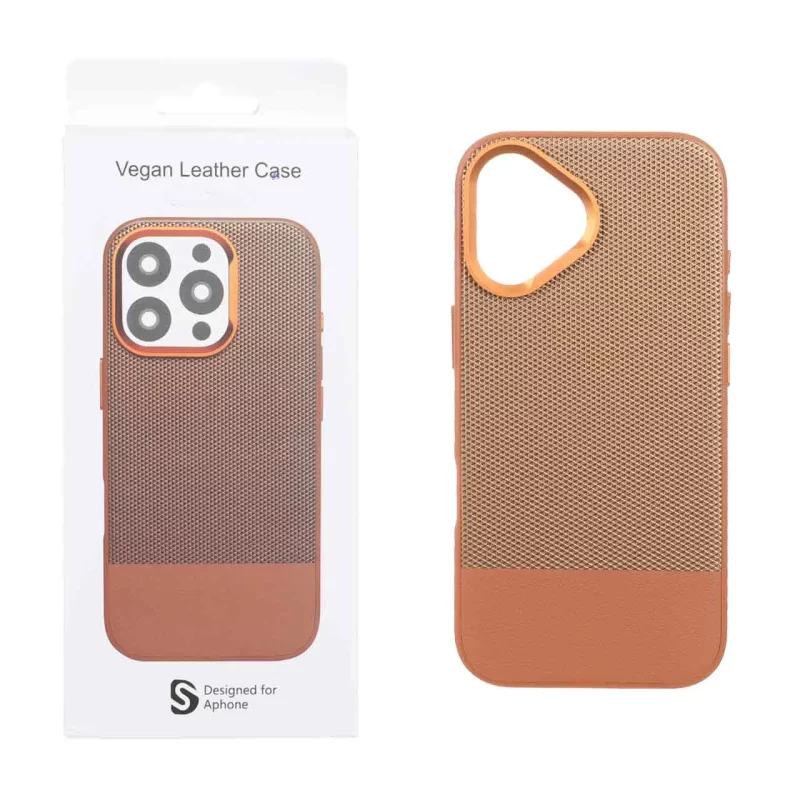 قاب اورجینال Vegan Leather Case چرمی دو تکه Apple iPhone 17 - قهوه ای (پک دار) - MPS - تصویر 2