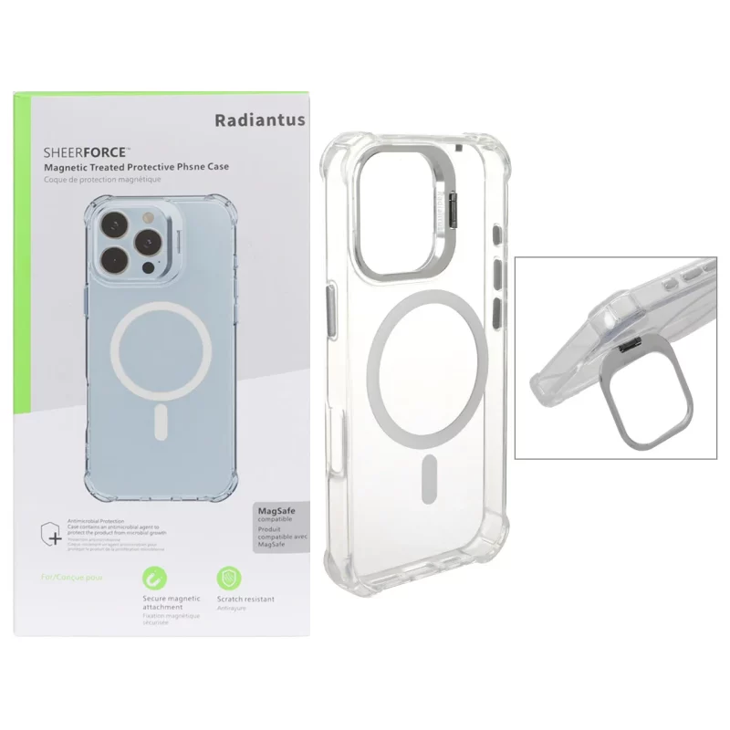 قاب اورجینال Radiantus کریستالی MagSafe لنز فلزی استندشو ایربگ دار Apple iPhone 17 (پک دار) - تصویر 2