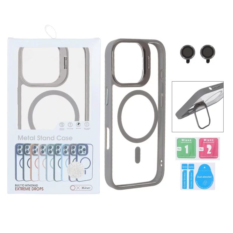 قاب Support لنز آلومینیومی Magsafe با ست محافظ لنز رینگی Apple iPhone 17 - خاکستری (پک دار) - تصویر 2