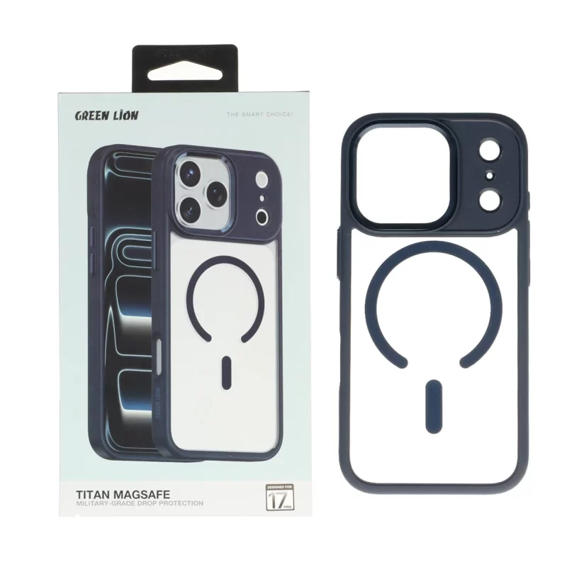 قاب اورجینال Green Lion شفاف TITAN MagSafe مدل Apple iPhone 17 Pro - سرمه ای (پک دار) - تصویر 2