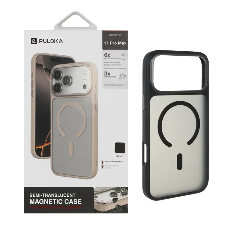 قاب اورجینال Puloka مات Tactile دور لنز فلزی MagSafe مدل Apple iPhone 17 Pro Max - مشکی (پک دار) - تصویر 2