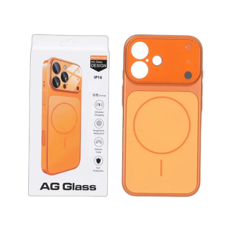 قاب اورجینال AG Glass محافظ لنز برجسته براق Magsafe مدل Apple iPhone 16 - نارنجی - تصویر 2