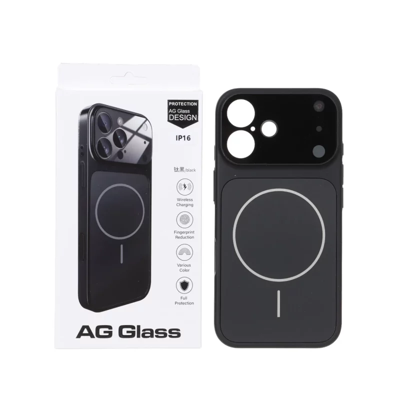 قاب اورجینال AG Glass محافظ لنز برجسته براق Magsafe مدل Apple iPhone 16 - مشکی - تصویر 2