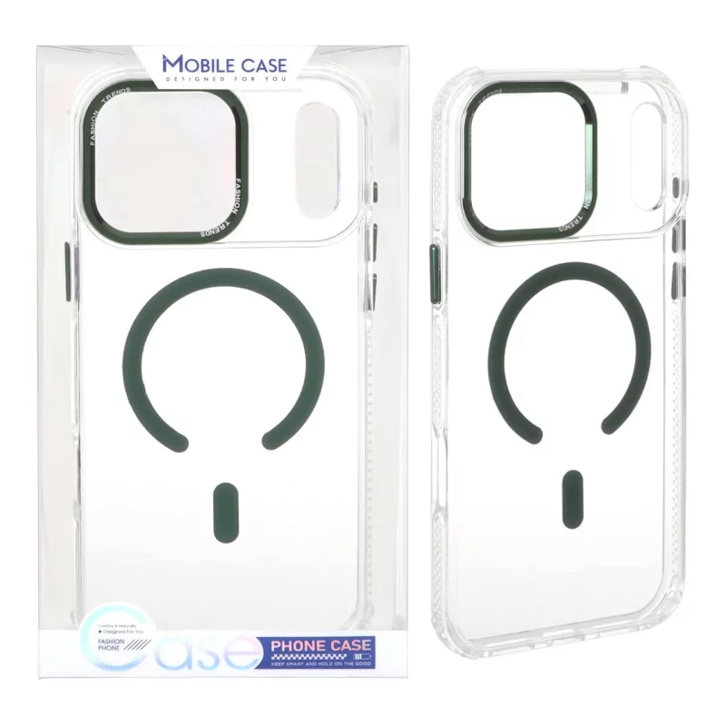 قاب اورجینال Fashion Trends شفاف پشت سخت MagSafe مدل Apple iPhone 17 Pro - سبز (پک دار) - تصویر 2