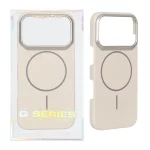 قاب اورجینال Q Series پشت سخت MagSafe دور لنز برجسته Apple iPhone 17 Pro Max - کرم (پک دار)