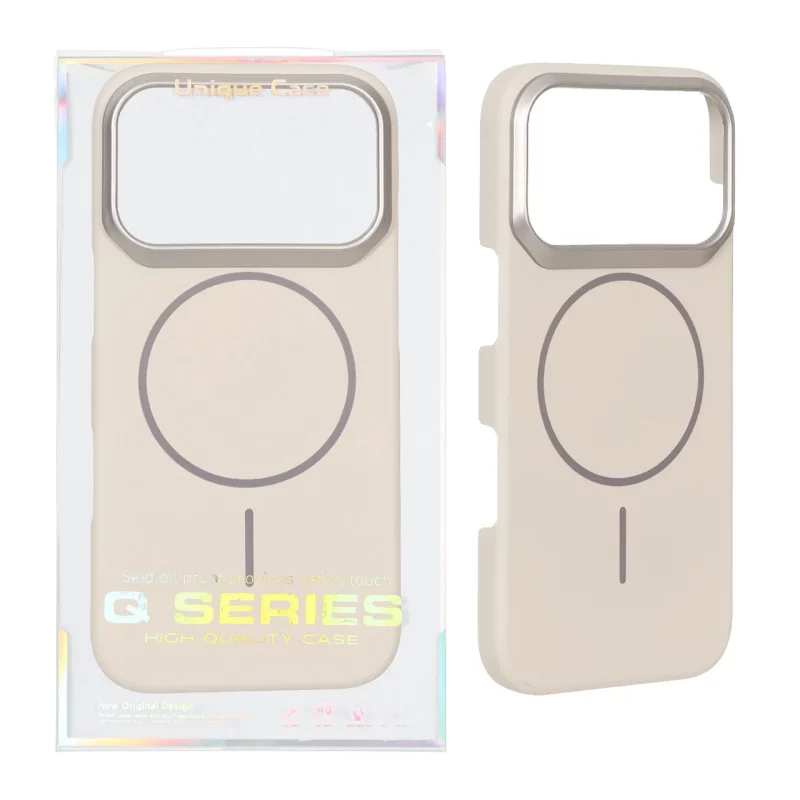 قاب اورجینال Q Series پشت سخت MagSafe دور لنز برجسته Apple iPhone 17 Pro - کرم (پک دار) - تصویر 2