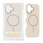 قاب اورجینال Q Series پشت سخت MagSafe دور لنز برجسته Apple iPhone 17 - کرم (پک دار)