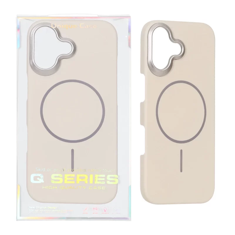قاب اورجینال Q Series پشت سخت MagSafe دور لنز برجسته Apple iPhone 17 - کرم (پک دار) - تصویر 2