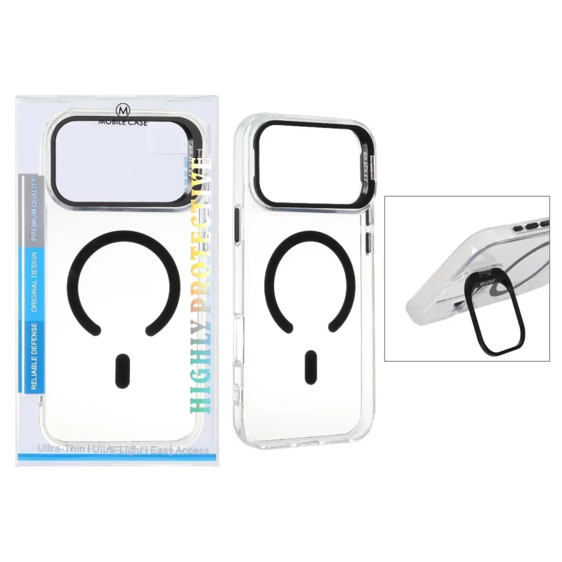قاب اورجینال Bracket کریستالی MagSafe لنز استندشو Apple iPhone 17 Pro - مشکی (پک دار) - تصویر 2