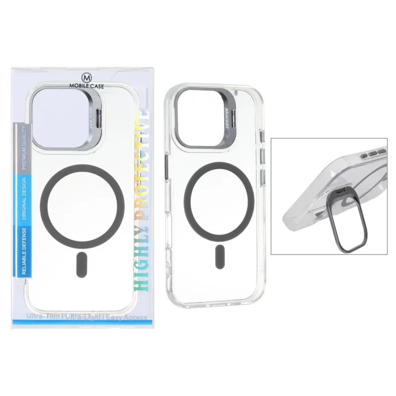 قاب اورجینال Bracket کریستالی MagSafe لنز استندشو Apple iPhone 17 - خاکستری (پک دار) - تصویر 2